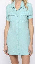 Fate Blue Button Down T-Shirt Dress, Size S