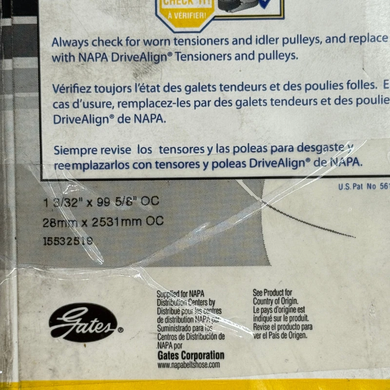 Ford E150 Gates Napa Micro‐V Serpentine Belt 25080991 OEM K080991 2000-2004 Foto 4 de 4