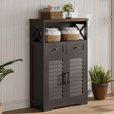 Farmhouse Storage Cabinet, Bathroom Floor Cabinet with Doors and Drawers, Kitche