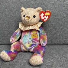 2001 Ty Beanie Baby October The Birthday Bear Rainbow Colorful Stuffed Toy 7.5  