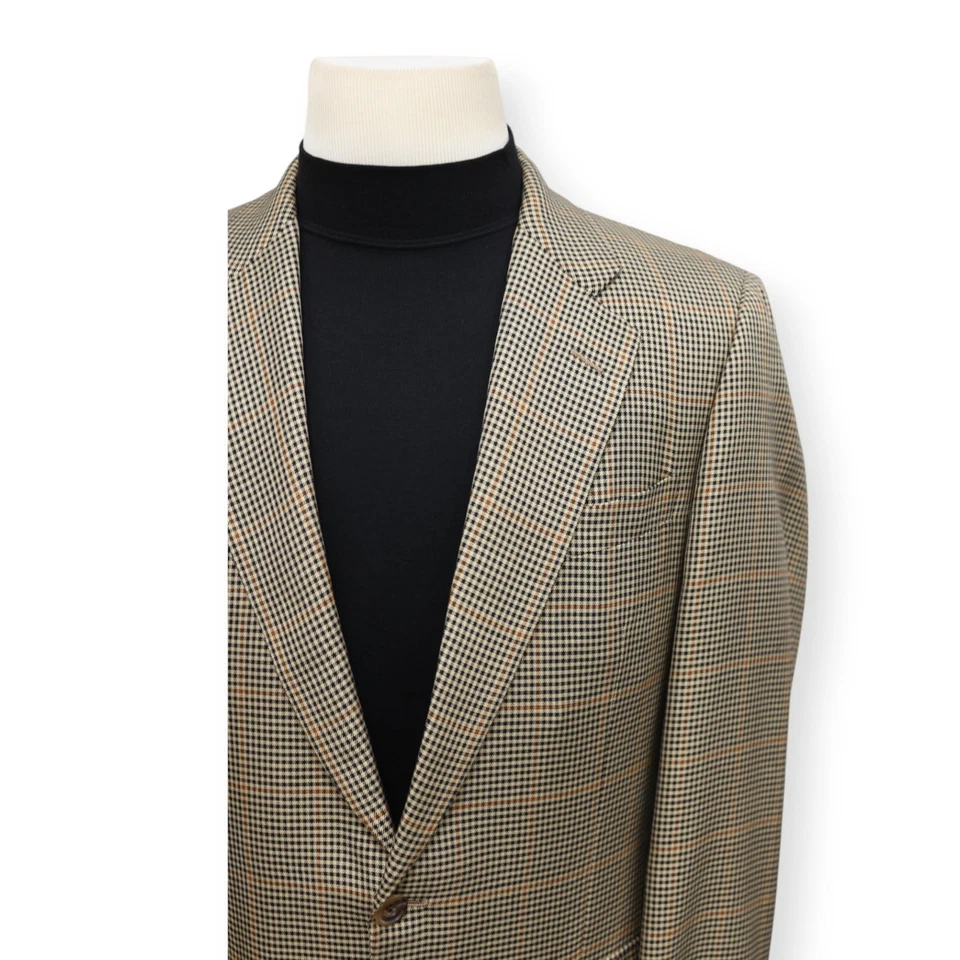 HICKEY FREEMAN CANTERBURY мужской черный желтовато-коричневый чек спортивное пальто куртка blazer 40 L - Изображение 3 из 4