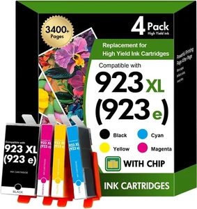 923XL Ink Cartridge 4 Pack for HP OfficeJet Pro 8135e 8139e