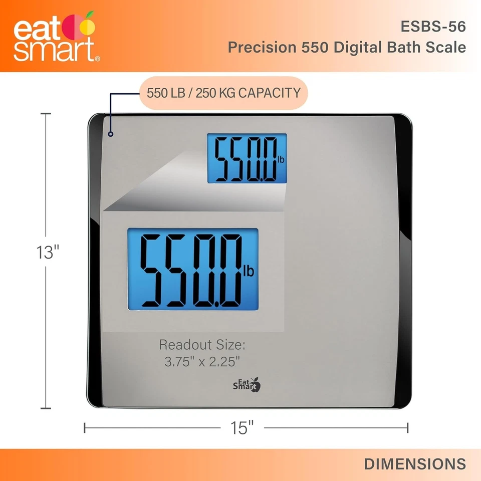 Báscula digital extra ancha Precision 550 lb con tecnología resistente a huellas dactilares Foto 4 de 4