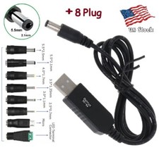USB to DC Power 5.5x2.1mm Barrel 5-9V 3.3mm diameter Charging Cable Cord 8 Plug
