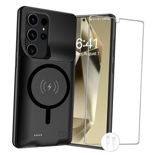 Wireless Charging Case for Galaxy S24 Ultra , Newest 12000mAh Rechargeable