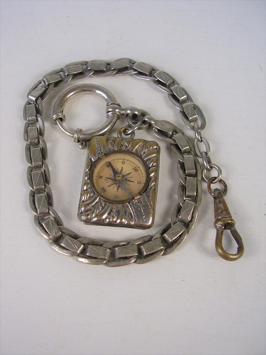 Antike Taschenuhren Kette mit Kompass um 1910/20 - Main Image