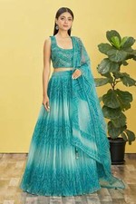Blue Traditional Party wear Heavy Lehenga Choli for Women with Dupatta Sequence