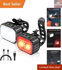 Super Bright Waterproof Bike Light Set - Front & Rear - Ideal for Night Cycling