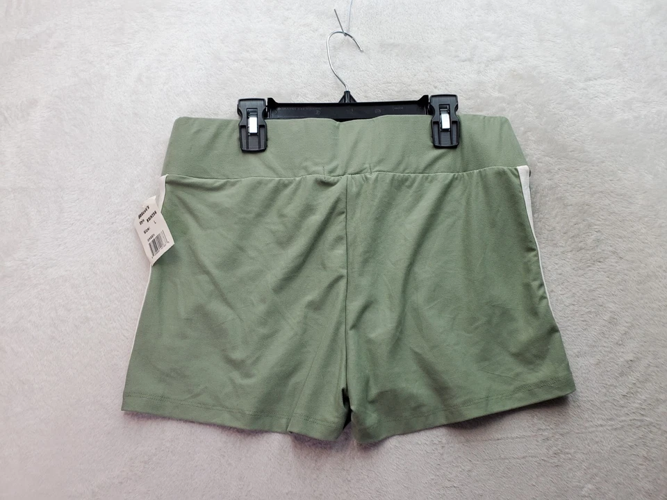 Pantalones Cortos Derek Corazón Mujer Grandes Verde Poliéster Cintura Elástica Tiras Blancas Laterales Foto 2 de 4