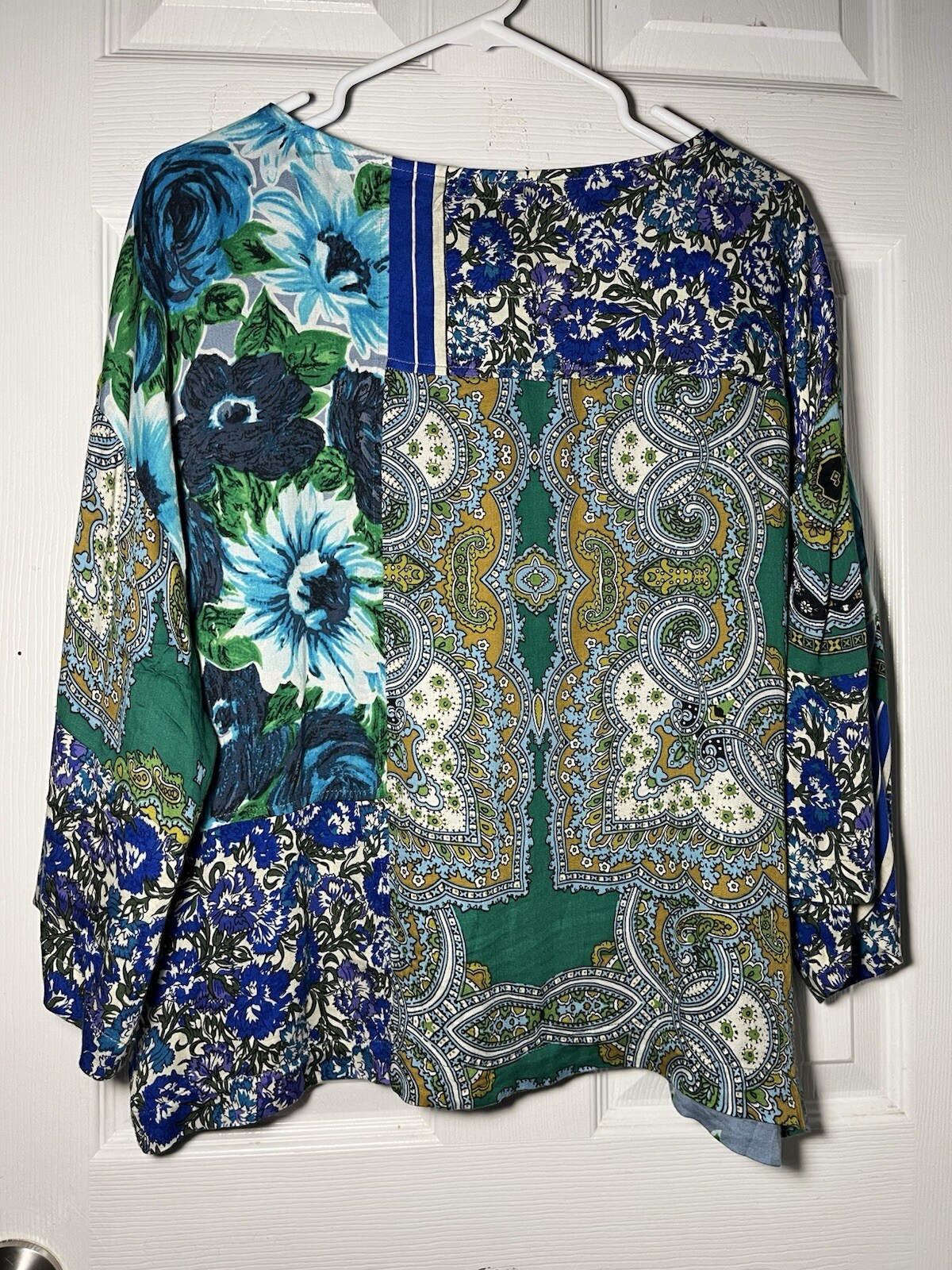 ANTHROPOLOGIE Tiny Green Patchwork 3/4 Sleeve Top… - image 3