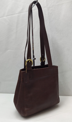 バッグ Vintage Coach Leather Tote Bag Brown Coach Brown Leather Double Handles Tote Shoulder Bag - Vintage