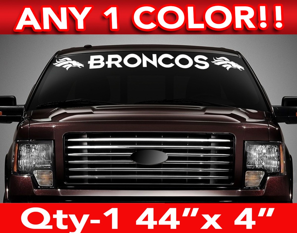 DENVER BRONCOS w/Heads WINDSHIELD DECAL STICKER 44