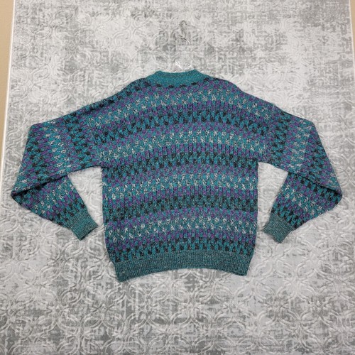 Vintage Opa Stil Pullover Herren groß blau Rundhalsausschnitt geometrisches Muster - Bild 9 von 11