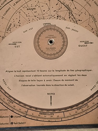 Ancienne Carte Du Ciel Planétaire SP De Paul Madorni Objet Vintage Collection - Foto 7 di 13