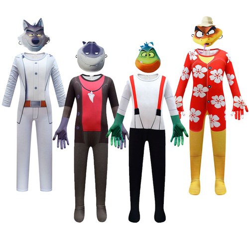 Kids The Bad Guys Jumpsuit Mask Costume Mr Wolf Snake Fancy Dress