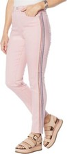 DG2 Diane Gilman Stretch Embroidered Stripe Skinny Jean BLUSH 0T NEW 678 