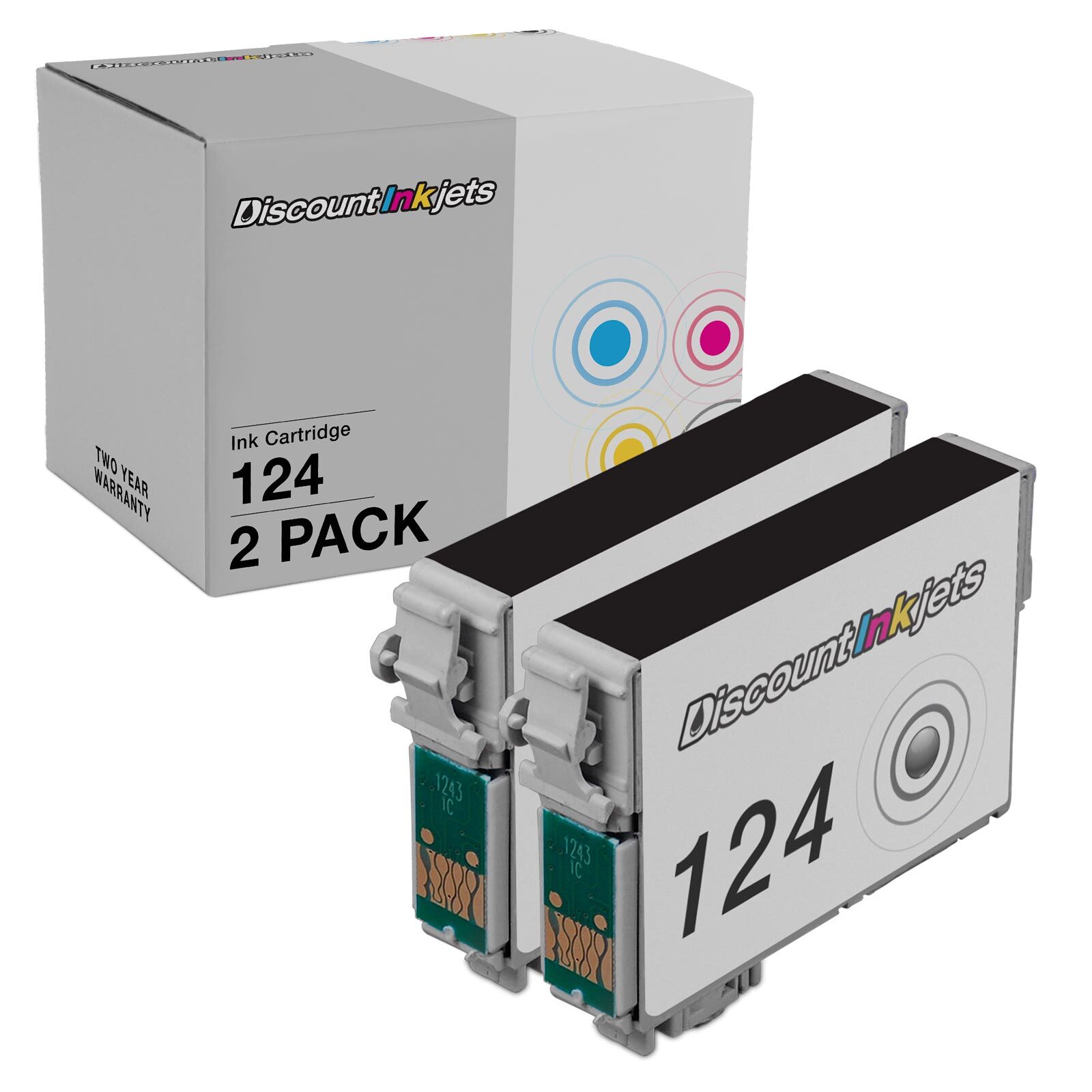 2 pk T124120 T1241 Pigment ink cartridge for 124 Epson Stylus NX125  NX127 NX130