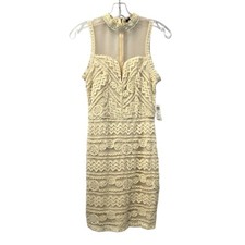 Windsor Sleeveless Lace Sheath Dress Mock Neck Ivory Size Small New Zip