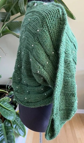 Anthropologie Laurie B Midriff Green Chunky Knit Women Open Sweater Size Small - 第 3/10 張圖片