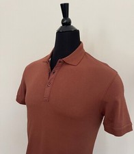 New Hugo Boss Polo Shirt Brown L size Regular Fit Jersey Cotton Logo Shirt