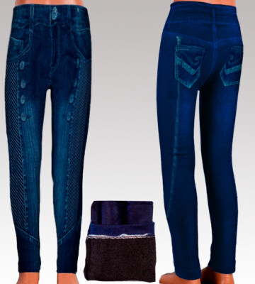 Thermo  Mädchen Leggings Jeggings Stretch Hose Jeans Look Gr. 110-116