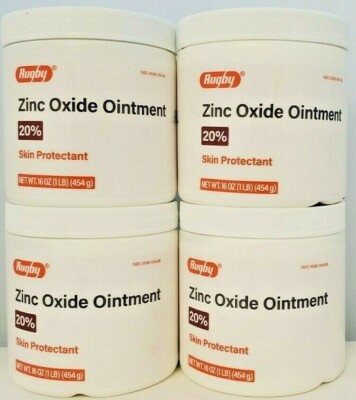 Rugby Zinc Oxide Ointment for Diaper Rash 1lb Jar -4 Pack -Exp 04-2026