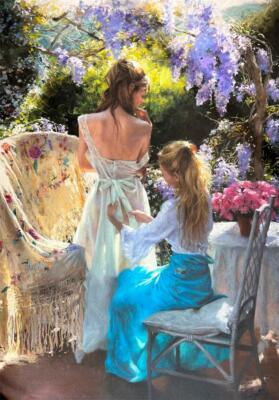 Romero Redondo Vicente Spring Hand Signed Limited Female Portrait Flowers Art