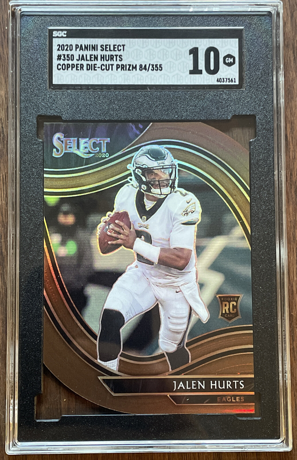 2020 Select #350 Jalen Hurts RC Field Level Copper Die-Cut 84/355 SGC 10 Eagles