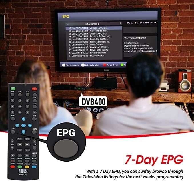 HD Freeview Set Top Box August DVB400 Watch, Record, Play and Pause