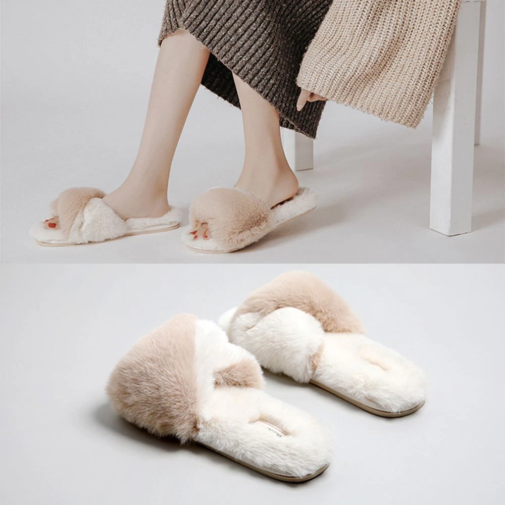Soft fur slippers hot sale