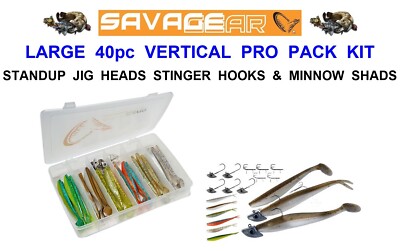 XL SAVAGE GEAR 40pc VERTICAL LURE BOX KIT STAND UP JIG HEAD