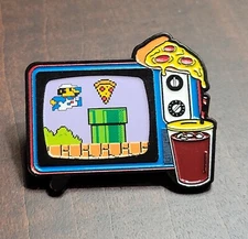1.5" Domino's PIZZA  Enamel Hat Pin SUPER MARIO TV PIZZA NINTENDO 