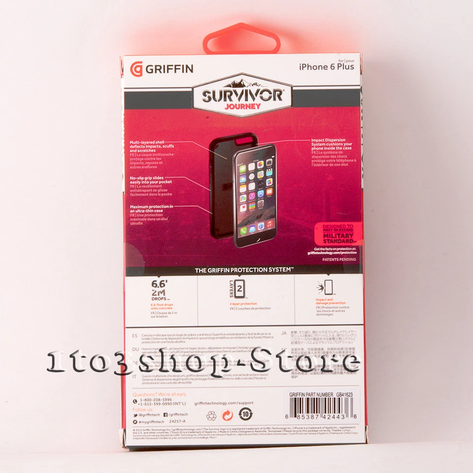 Griffin Survivor Journey iPhone 6 Plus iPhone 6s Plus Hard Shell Case Black Grey - Image 2 of 4