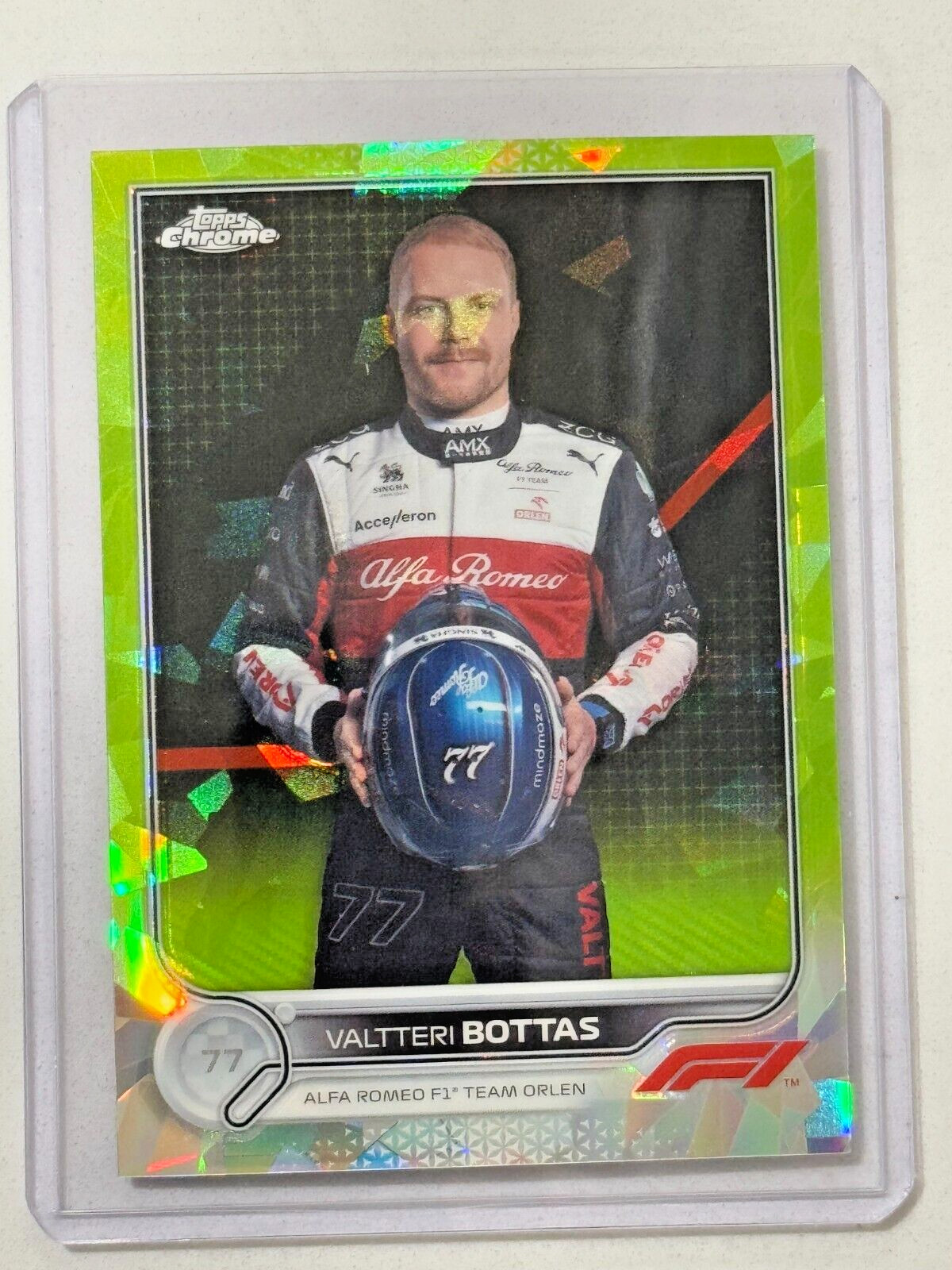 2022 Topps Chrome Sapphire Formula 1 F1 #57 Valtteri Bottas Chartreuse #/199
