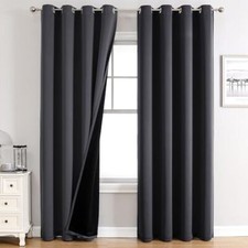 100 Blackout Curtains for Bedroom with 52"W x 84"L Pack of 2 Dark Grey