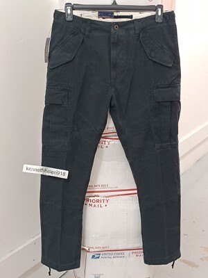 POLO RALPH LAUREN CLASSIC FIT CANVAS CARGO PANTS BLACK MENS SIZE