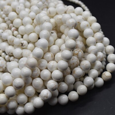 Creme Matrix Howlith Runde Perlen 4 mm 6 mm 8 mm 10 mm - 14 Zoll, für Schmuckherstellung