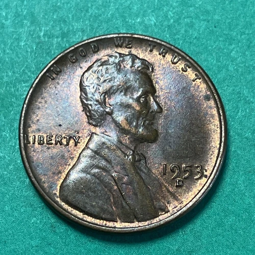 1953 D Lincoln Cent Wheat Penny Nice Condition VF Nice Toning Denver