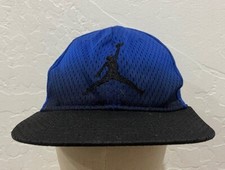Youth Air Jordan Jumping Man Baseball Cap Hat One-Size Stretch Blue Black NEW