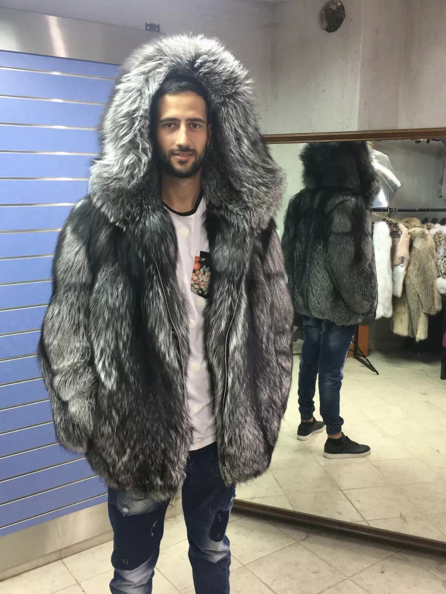 Mens coats with big fur deals hoods