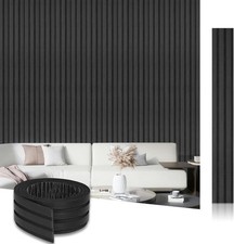 Black Peel Stick PVC Slat Wall Panel 4 x96 Self-Adhesive Thick Faux Wood