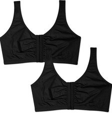 Fruit of the Loom Women's Front Close Racerback Sport Bra 2 Pack, Medium Support