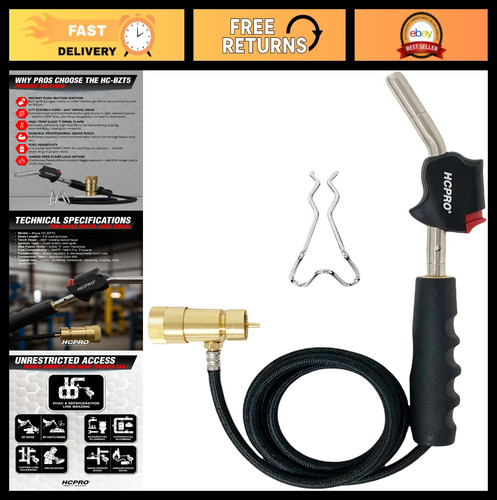 MAPP Gas Torch Kit with 5ft Hose, Self-Igniting Swirl Flame for HVAC, Plumbing,