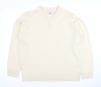 Henley-Pullover Damen UK Größe L Honor Millburn Elfenbein