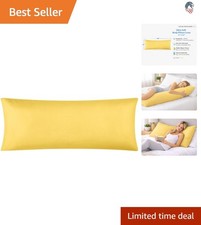 21x54 Body Pillow Cover Microfiber Breathable Zipper Washable Yellow
