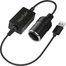 USB A Male to 12V Car Cigarette Lighter Socket Female Converter Cable Adapter...