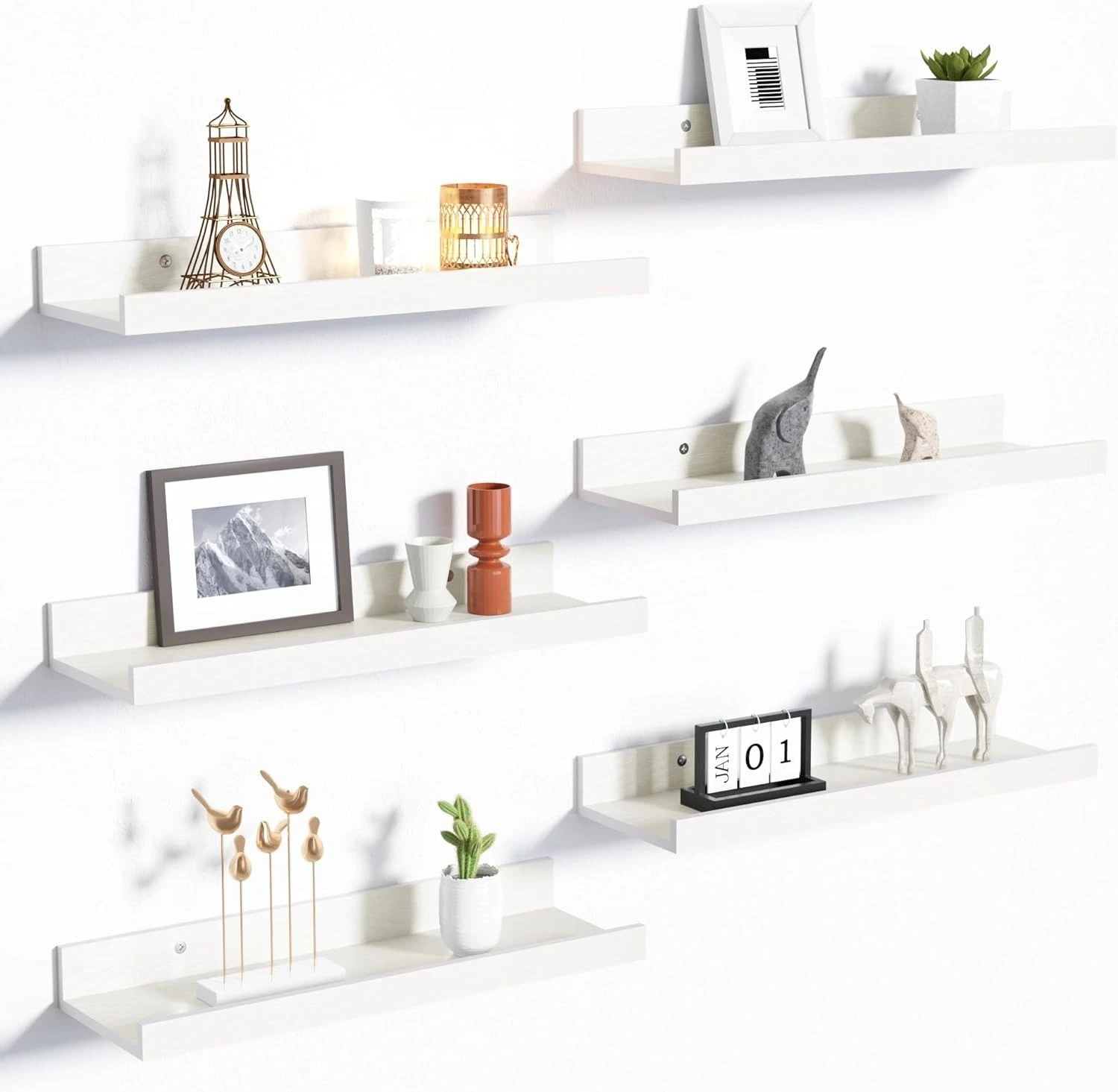upsimples Floating Wall Shelves for Decor Storage - 6 Pack in White
Opens in a new window or tab