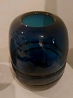 Set of 2 Cobalt Blue Studio Blown Glass Vases 8"h x 5.5"w & 6"h x 4"w Excellent  — photo 4