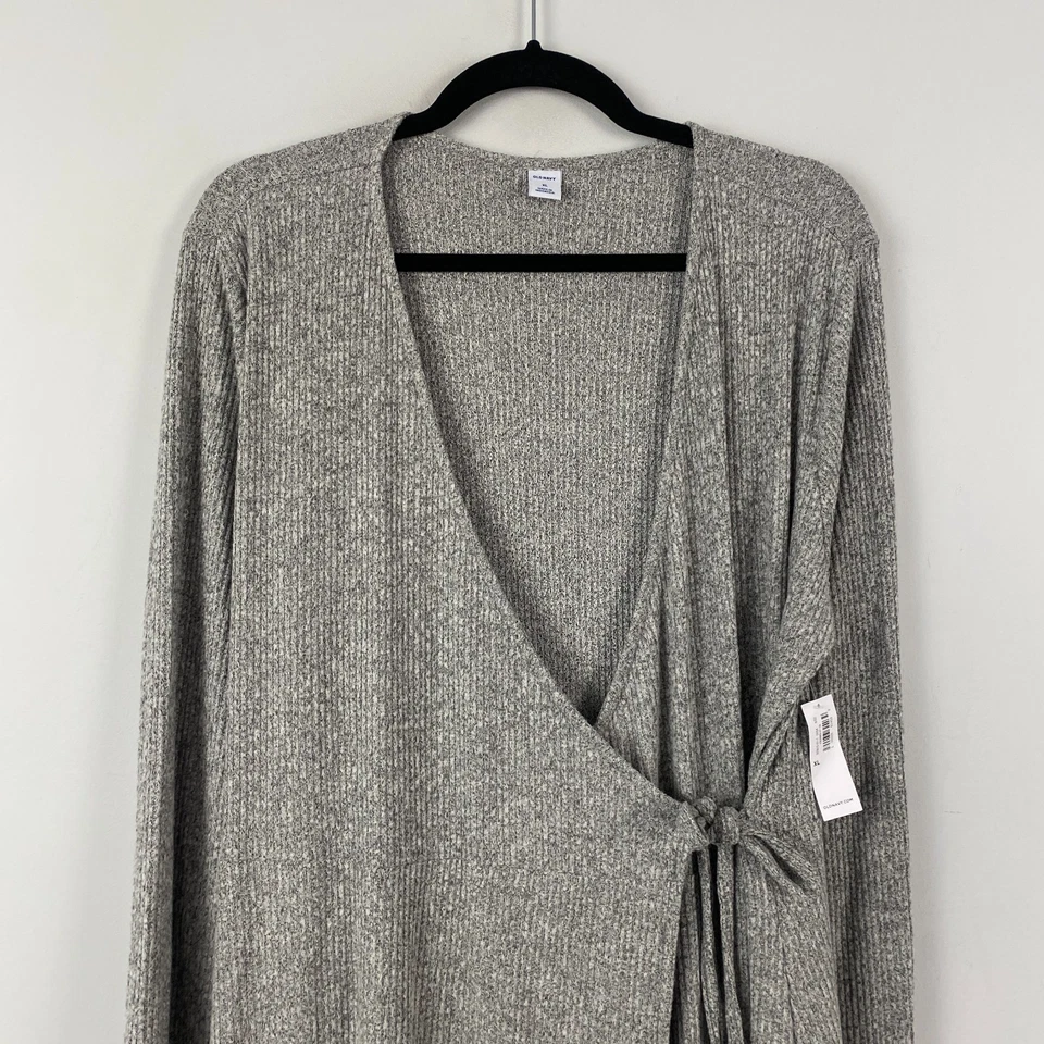 Vestido Old Azul Marino Calce y Acampanado Envolvente Delantero Punto Acanalado Talla XL Manga Larga Gris Foto 2 de 4