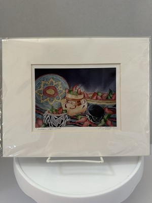 NATIVE AMERICAN Watercolor PAINTING Matted 10x8  Signed K. Moore 2000